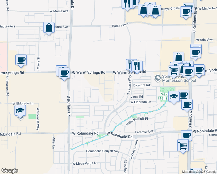 map of restaurants, bars, coffee shops, grocery stores, and more near 7516 Castlegreen Avenue in Enterprise