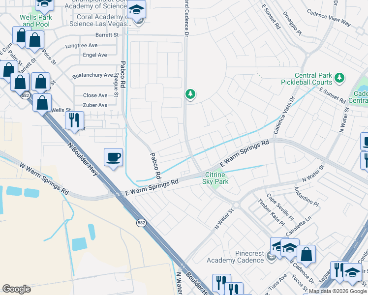 map of restaurants, bars, coffee shops, grocery stores, and more near Bluff Trail in Clark County