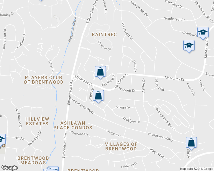 map of restaurants, bars, coffee shops, grocery stores, and more near 1000 Ashmore Drive in Nashville