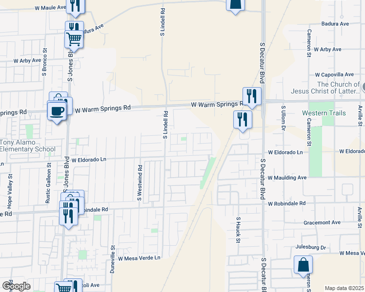 map of restaurants, bars, coffee shops, grocery stores, and more near 5399 West Hasley Canyon Avenue in Las Vegas