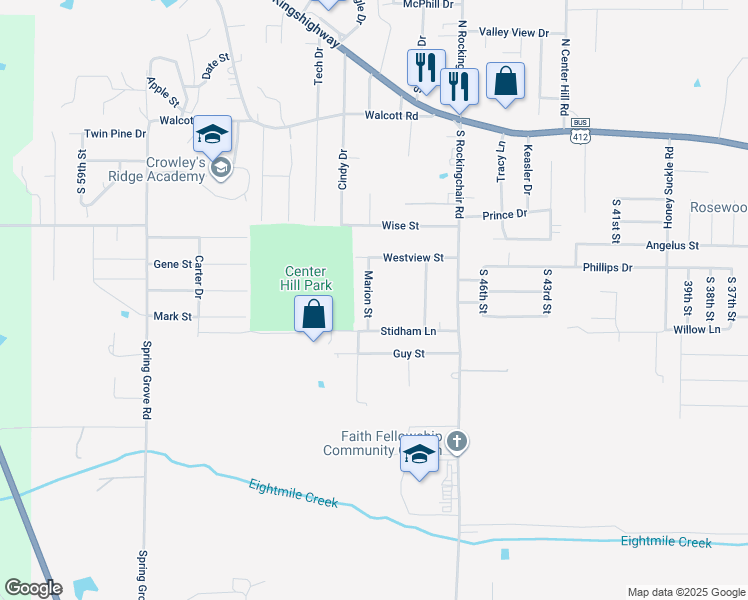 map of restaurants, bars, coffee shops, grocery stores, and more near 603 Marion Street in Paragould