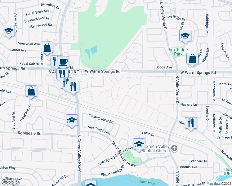 map of restaurants, bars, coffee shops, grocery stores, and more near 375 Placer Creek Lane in Henderson