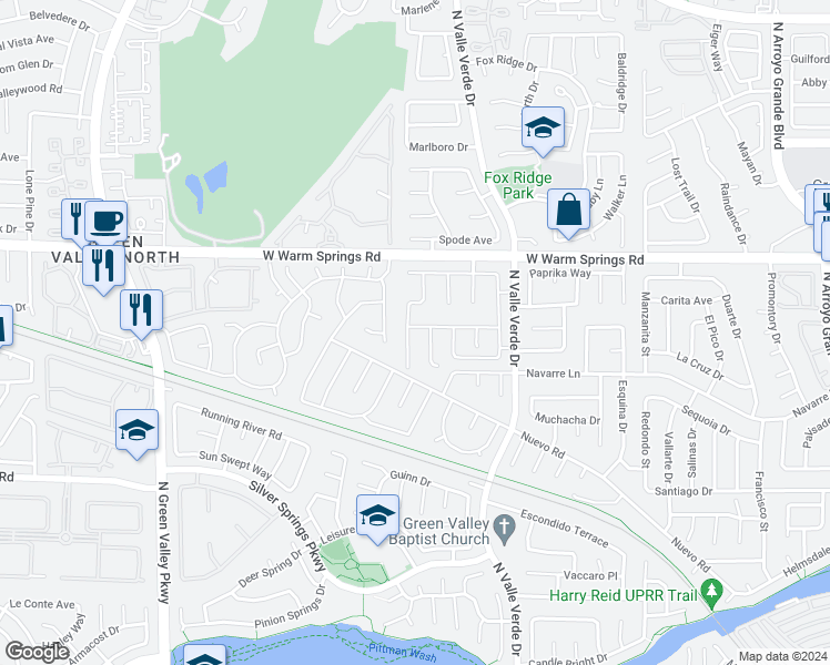 map of restaurants, bars, coffee shops, grocery stores, and more near 372 Rushing Creek Court in Henderson