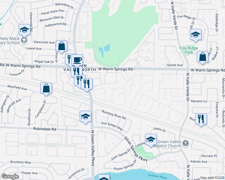 map of restaurants, bars, coffee shops, grocery stores, and more near 336 Faulkner Court in Henderson