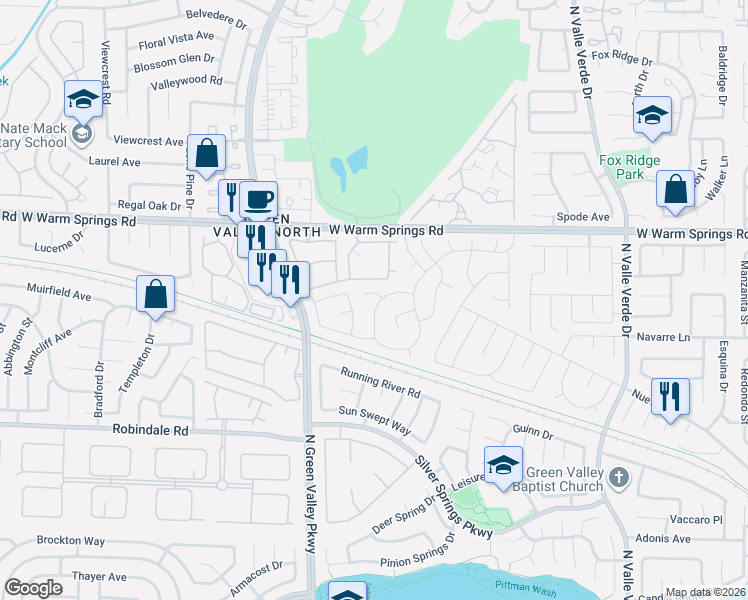map of restaurants, bars, coffee shops, grocery stores, and more near 336 Faulkner Court in Henderson