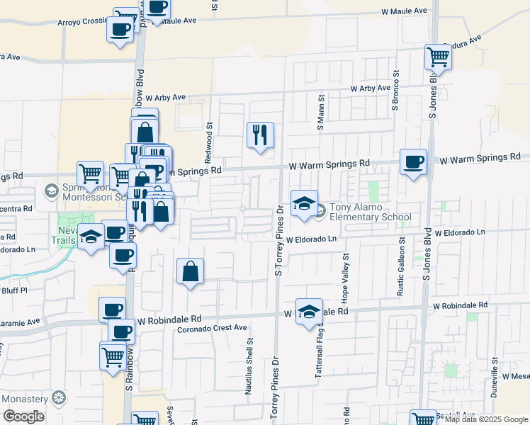 map of restaurants, bars, coffee shops, grocery stores, and more near 7412 Speedwell Cavern Street in Las Vegas