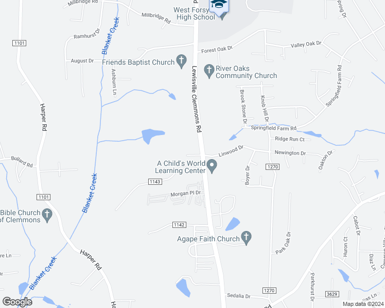 map of restaurants, bars, coffee shops, grocery stores, and more near 132 Western Villa Drive in Clemmons
