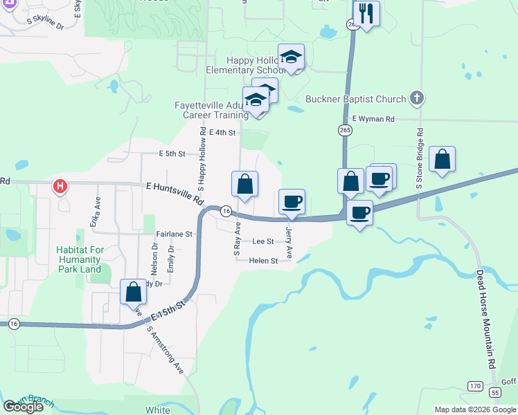 map of restaurants, bars, coffee shops, grocery stores, and more near 794 Dockery Lane in Fayetteville