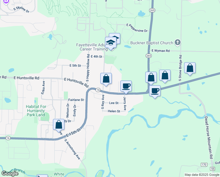 map of restaurants, bars, coffee shops, grocery stores, and more near 794 Dockery Lane in Fayetteville