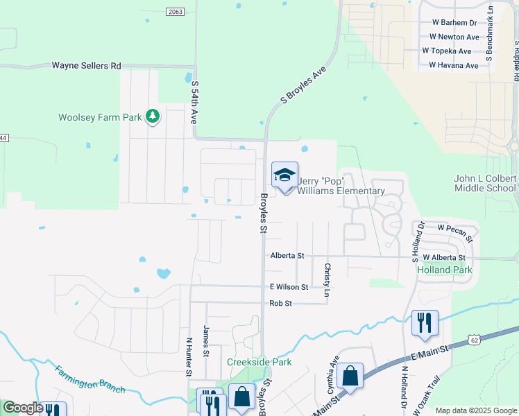 map of restaurants, bars, coffee shops, grocery stores, and more near 108 Pheasant Drive in Farmington