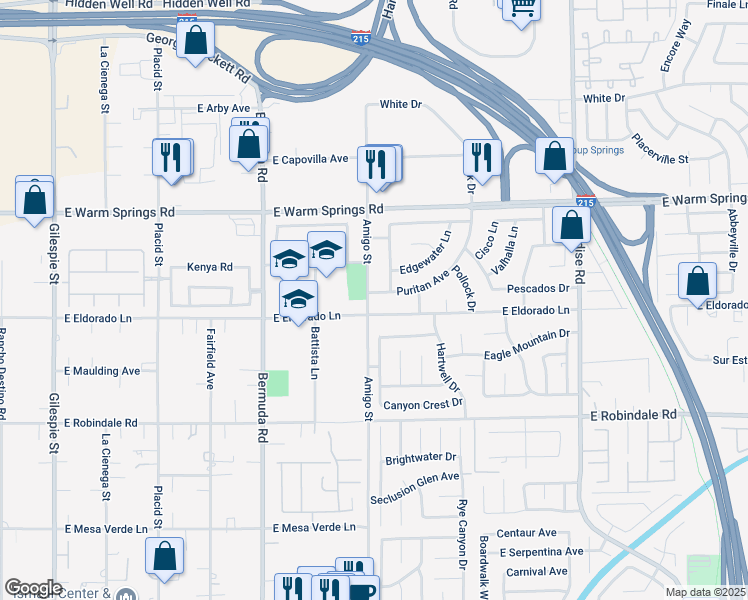 map of restaurants, bars, coffee shops, grocery stores, and more near 7492 Puritan Avenue in Las Vegas