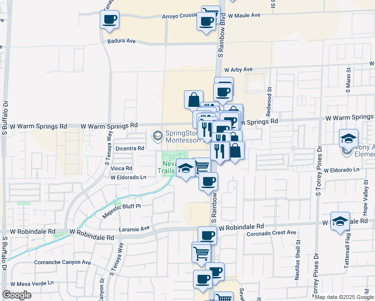 map of restaurants, bars, coffee shops, grocery stores, and more near West Mardon Avenue in Las Vegas