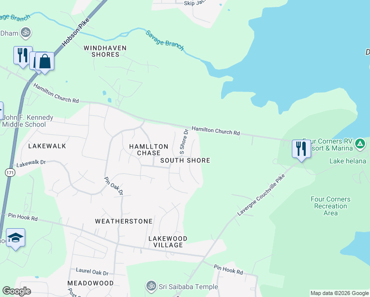 map of restaurants, bars, coffee shops, grocery stores, and more near 321 South Shore Drive in Nashville