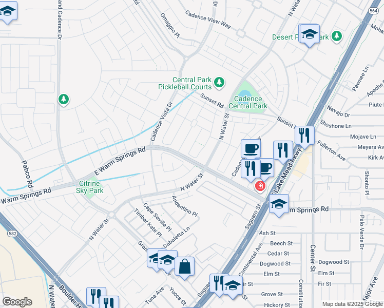 map of restaurants, bars, coffee shops, grocery stores, and more near 340 Mezzaforte Street in Henderson