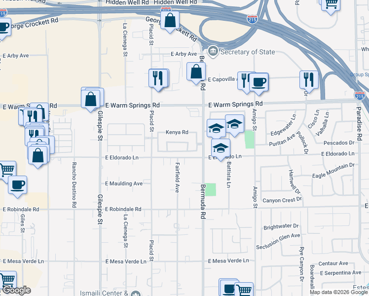 map of restaurants, bars, coffee shops, grocery stores, and more near 364 Bermuda Creek Road in Las Vegas