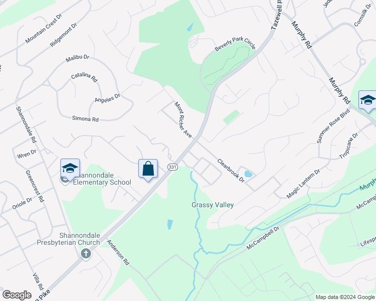 map of restaurants, bars, coffee shops, grocery stores, and more near 5110 Yellow Rose Way in Knoxville