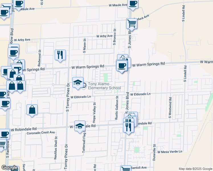 map of restaurants, bars, coffee shops, grocery stores, and more near 6251 Peneplain Avenue in Las Vegas