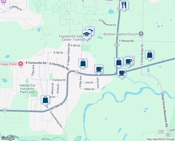 map of restaurants, bars, coffee shops, grocery stores, and more near 794 Dockery Lane in Fayetteville
