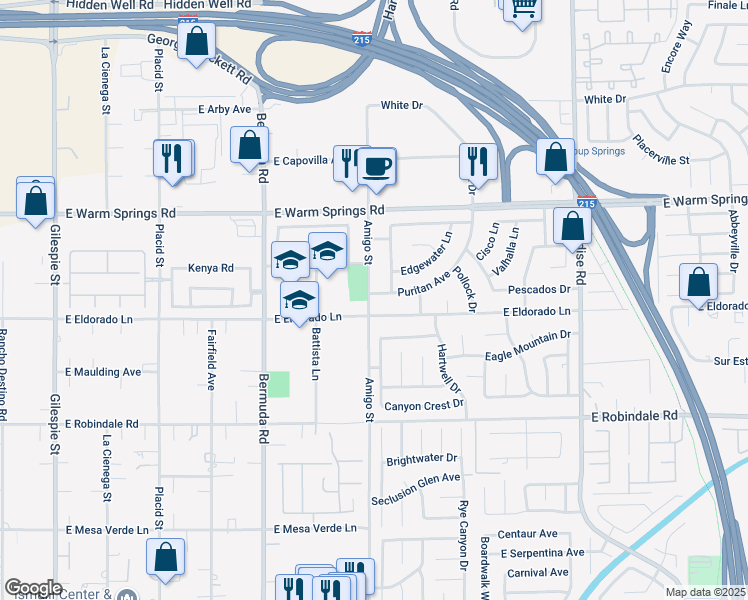 map of restaurants, bars, coffee shops, grocery stores, and more near 7492 Puritan Avenue in Las Vegas