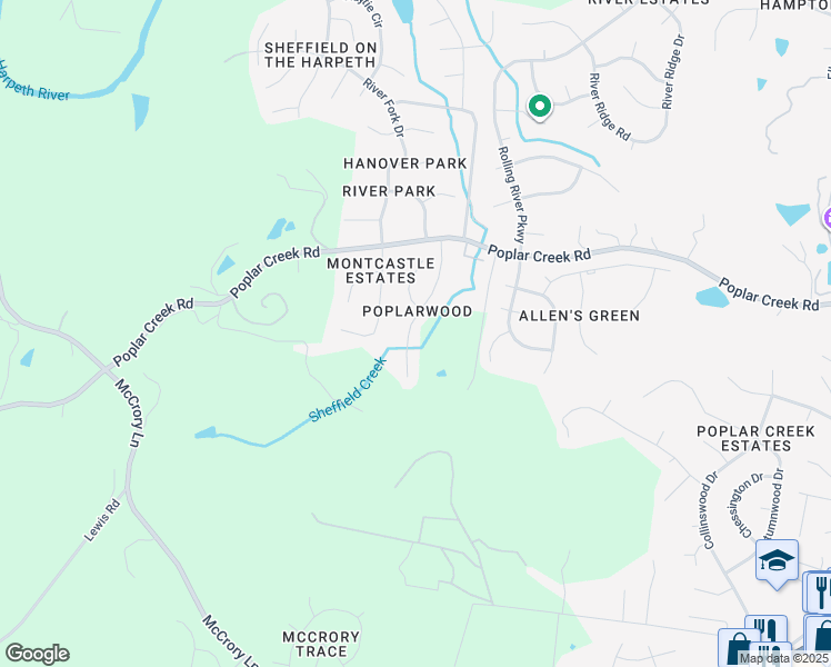 map of restaurants, bars, coffee shops, grocery stores, and more near 8049 Poplarwood Road in Nashville