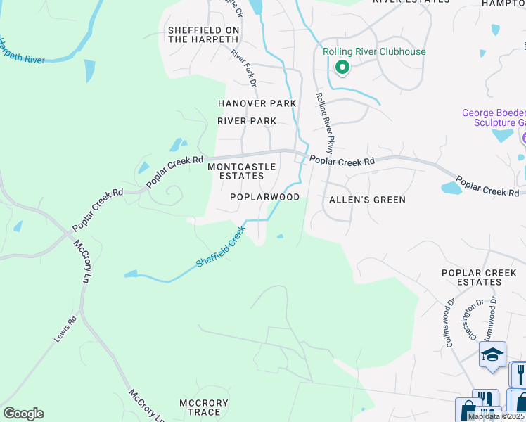 map of restaurants, bars, coffee shops, grocery stores, and more near 8049 Poplarwood Road in Nashville