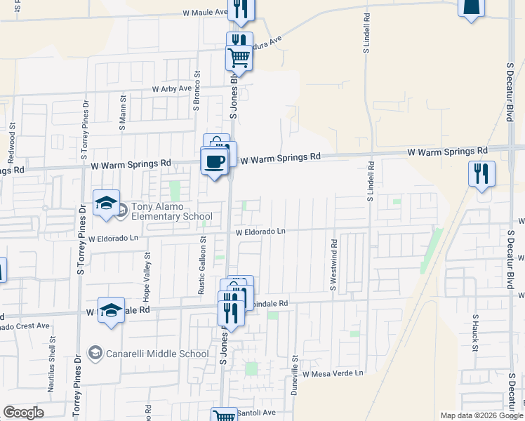 map of restaurants, bars, coffee shops, grocery stores, and more near 7439 Tuckaway Harbor Street in Las Vegas