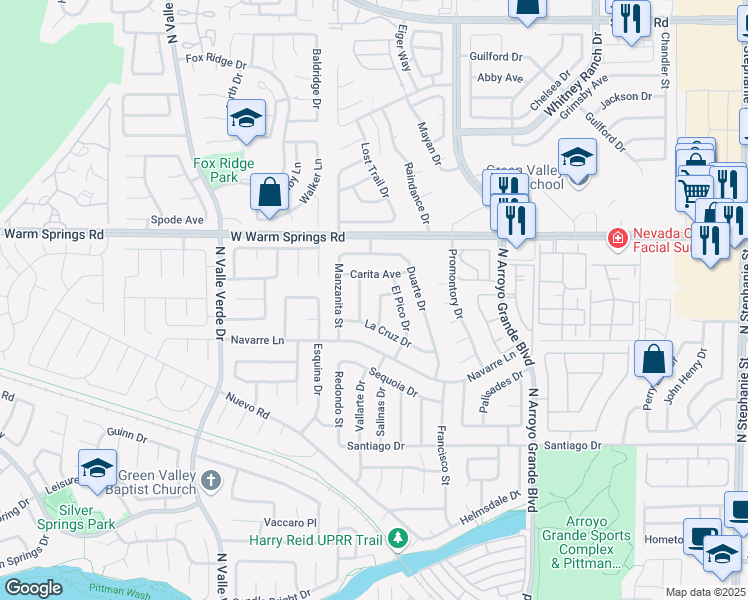 map of restaurants, bars, coffee shops, grocery stores, and more near 371 Cavos Way in Henderson