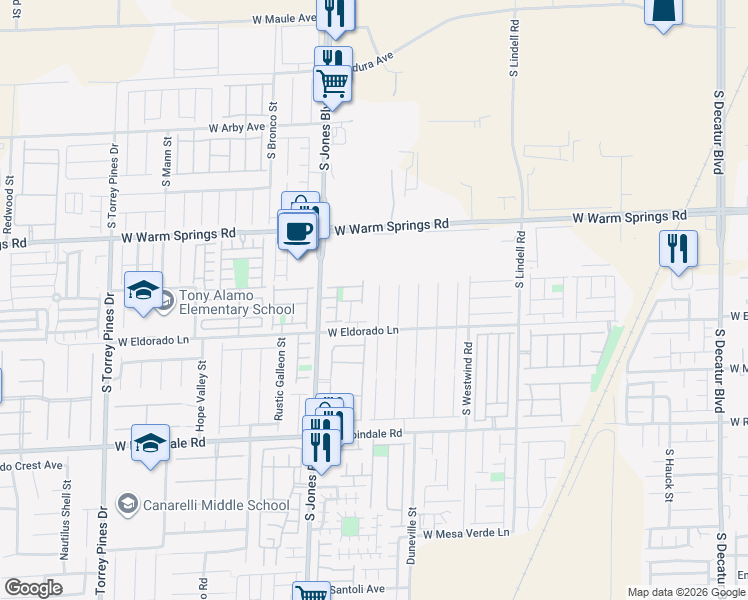 map of restaurants, bars, coffee shops, grocery stores, and more near 7439 Tuckaway Harbor Street in Las Vegas
