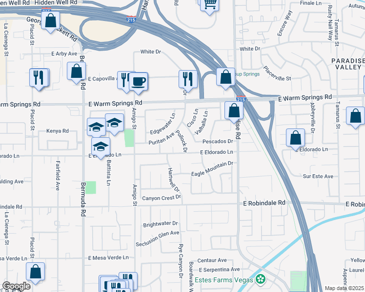 map of restaurants, bars, coffee shops, grocery stores, and more near 7484 Babbs Court in Las Vegas