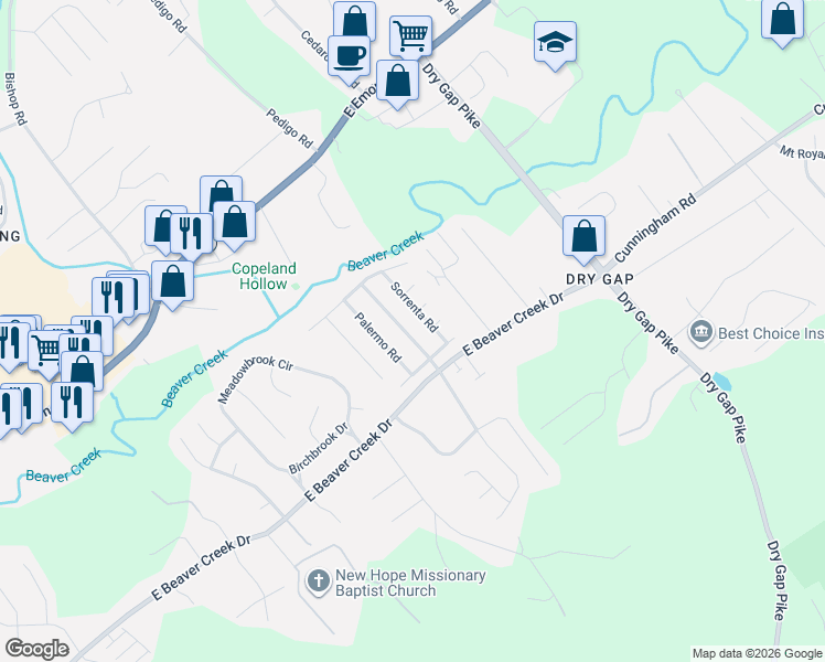 map of restaurants, bars, coffee shops, grocery stores, and more near 7228 Ghiradelli Road in Knoxville
