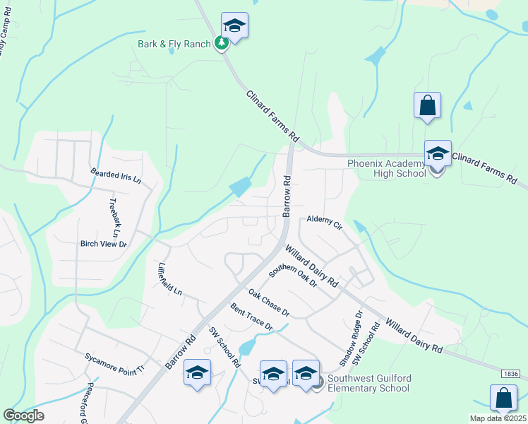 map of restaurants, bars, coffee shops, grocery stores, and more near 805 Piedmont Crossing Drive in High Point