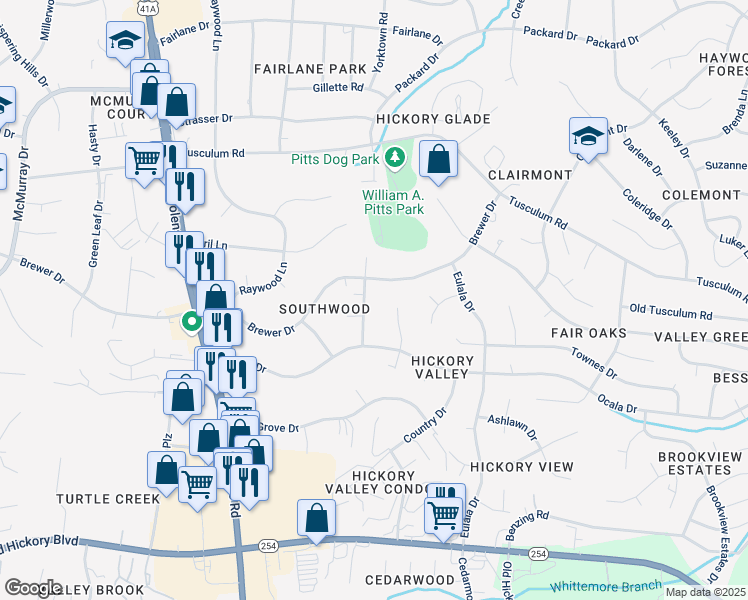 map of restaurants, bars, coffee shops, grocery stores, and more near 5306 Wessex Drive in Nashville