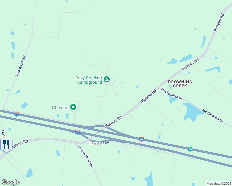 map of restaurants, bars, coffee shops, grocery stores, and more near 109 Eaglefeather Lane in Crossville
