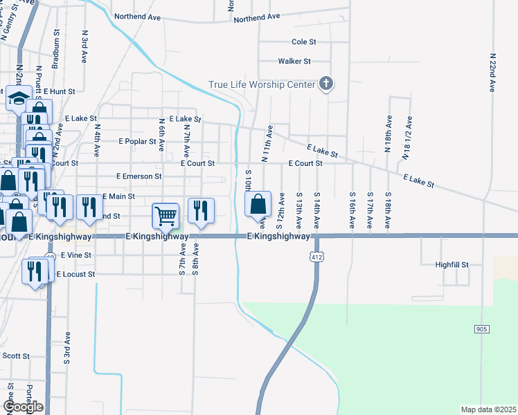 map of restaurants, bars, coffee shops, grocery stores, and more near 304 South 11th Avenue in Paragould