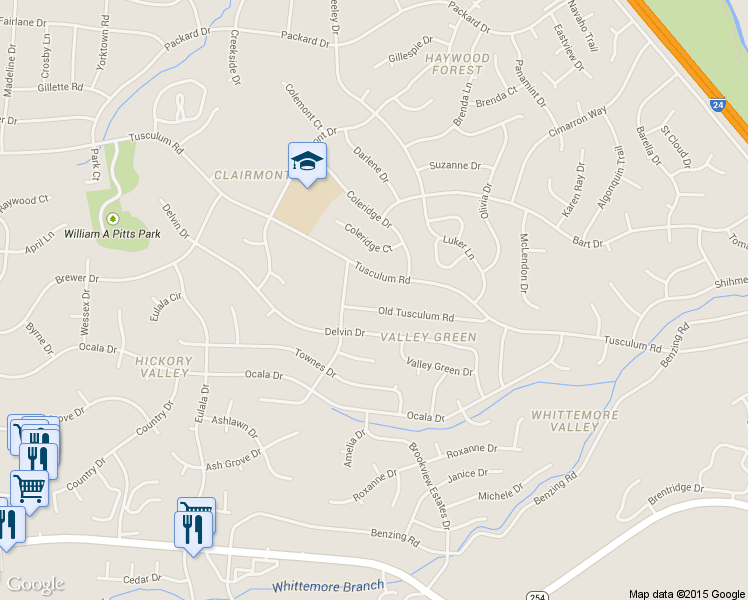 map of restaurants, bars, coffee shops, grocery stores, and more near 212 Old Tusculum Road in Nashville