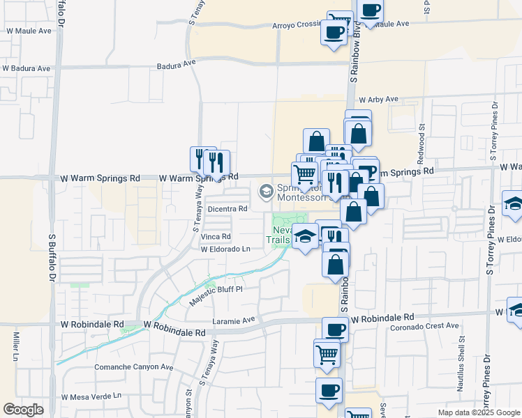 map of restaurants, bars, coffee shops, grocery stores, and more near 7142 West Mardon Avenue in Las Vegas