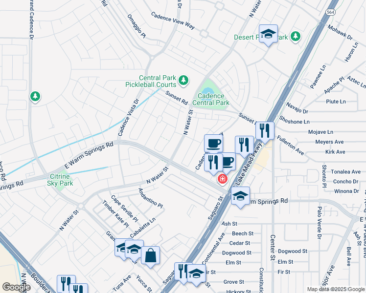 map of restaurants, bars, coffee shops, grocery stores, and more near 846 North Water Street in Henderson