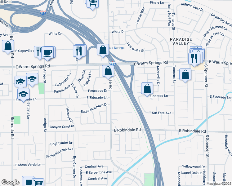 map of restaurants, bars, coffee shops, grocery stores, and more near 1039 Garnet Ridge Court in Las Vegas