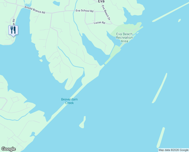 map of restaurants, bars, coffee shops, grocery stores, and more near 1180 Eva Harbor Road in Eva