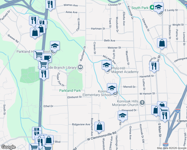 map of restaurants, bars, coffee shops, grocery stores, and more near 810 Brickwood Court in Winston-Salem