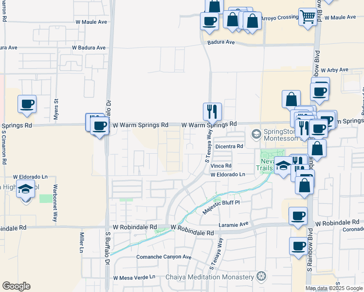 map of restaurants, bars, coffee shops, grocery stores, and more near 7395 Blair Barry Court in Las Vegas