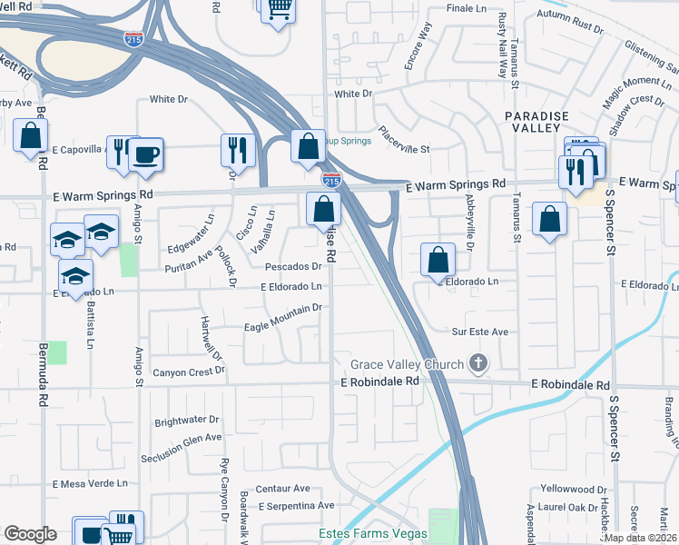 map of restaurants, bars, coffee shops, grocery stores, and more near 1039 Garnet Ridge Court in Las Vegas