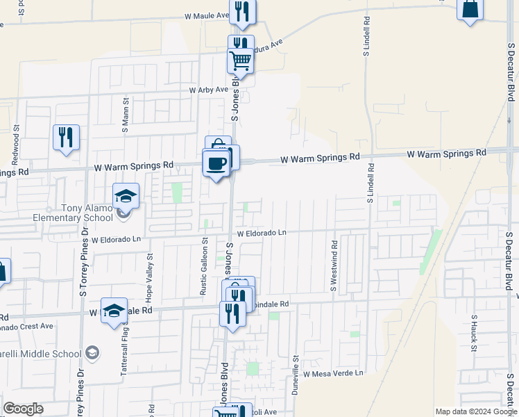 map of restaurants, bars, coffee shops, grocery stores, and more near 5968 Salinas Canyon Avenue in Las Vegas