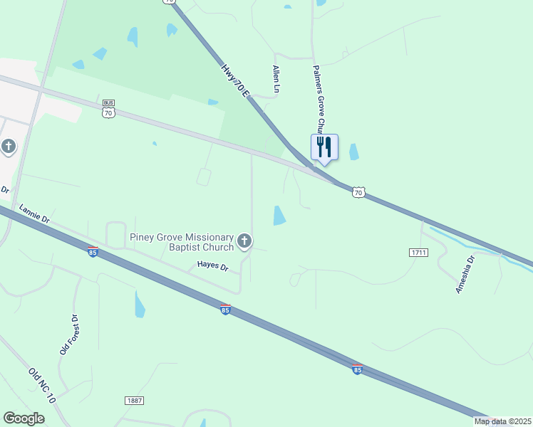map of restaurants, bars, coffee shops, grocery stores, and more near 1818 Piney Grove Church Road in Hillsborough