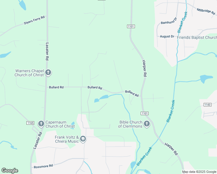 map of restaurants, bars, coffee shops, grocery stores, and more near 7381 Bullard Road in Clemmons