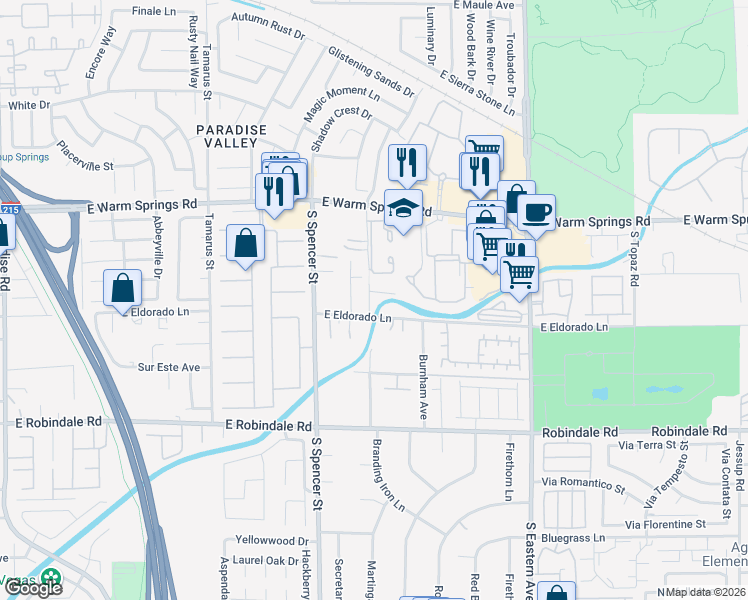 map of restaurants, bars, coffee shops, grocery stores, and more near 7482 Roman Huff Street in Las Vegas