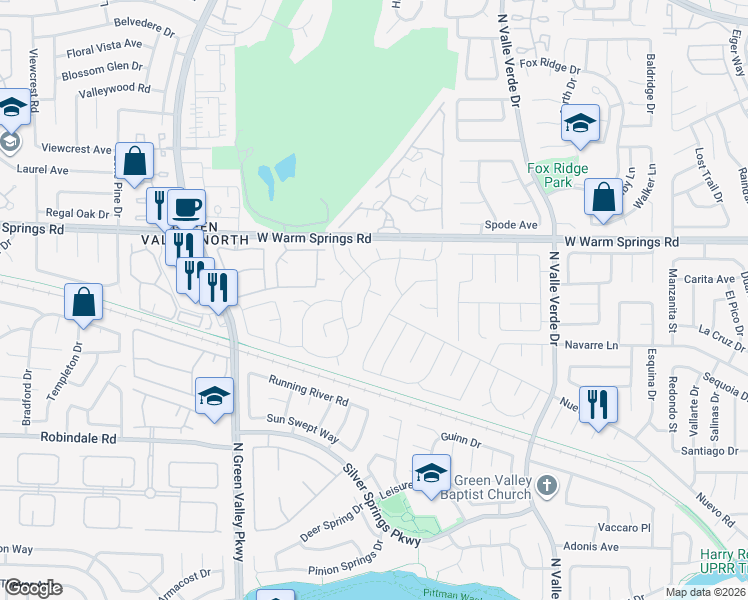 map of restaurants, bars, coffee shops, grocery stores, and more near 375 Placer Creek Lane in Henderson