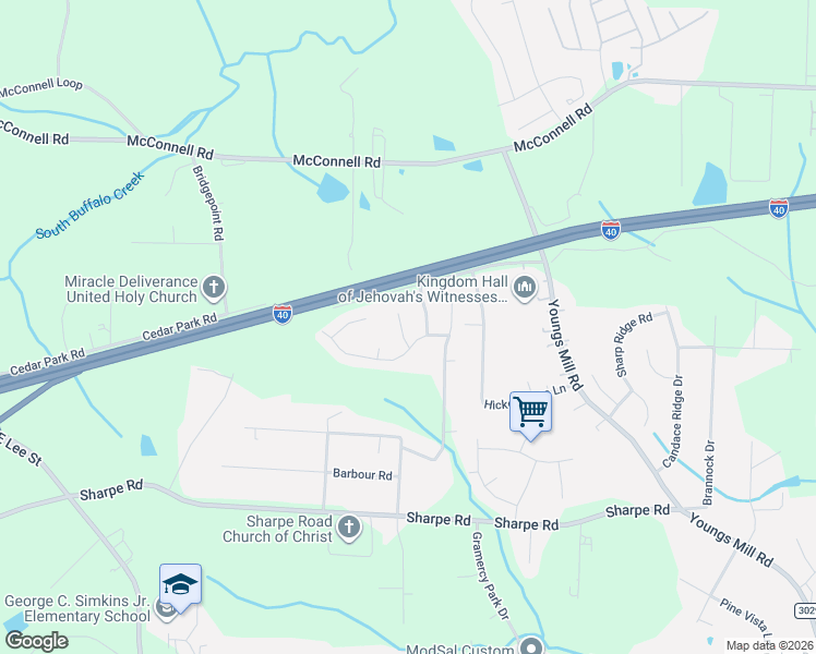 map of restaurants, bars, coffee shops, grocery stores, and more near 3901 Whispering Willows Drive in Greensboro