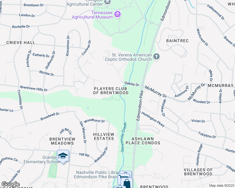 map of restaurants, bars, coffee shops, grocery stores, and more near 1100 Players Court in Nashville