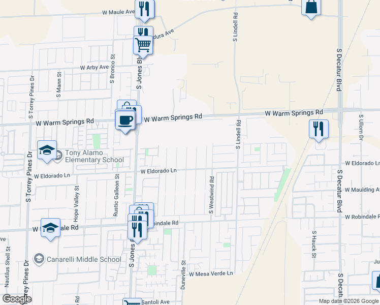 map of restaurants, bars, coffee shops, grocery stores, and more near 7449 Treasure Chest Street in Las Vegas